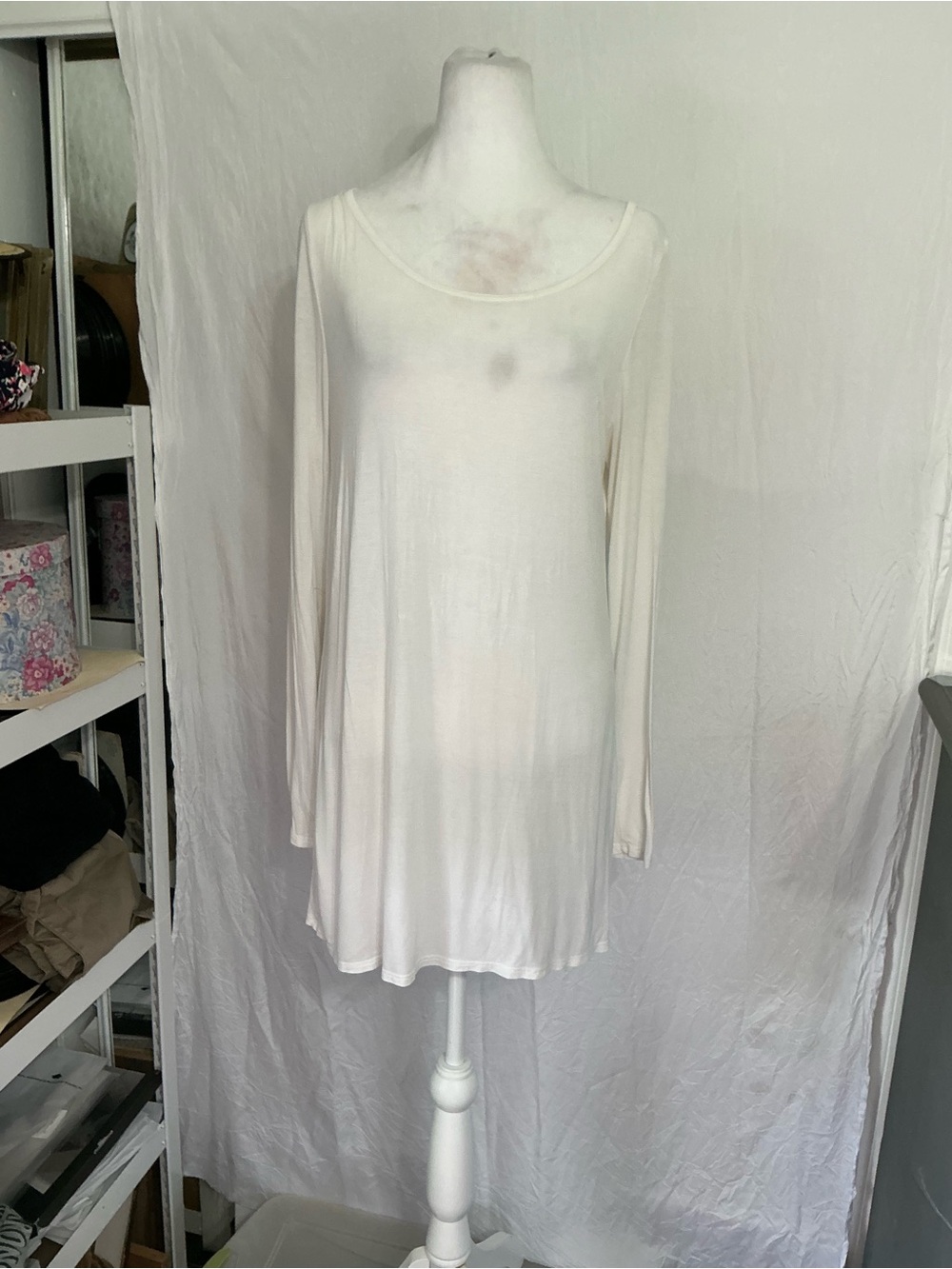 Pinkblush Cream Long-Sleeve Scoop Neck Tunic